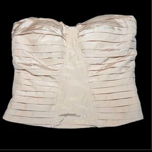 Silence + Noise Champagne Satin Strapless Bustier Corset Top Size S